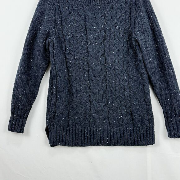 St John's Bay Women's Long Sleeve Cable Knit Sweater Size MP Blue Marble - Picture 5 of 16